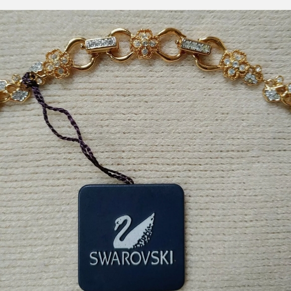 Retired Daniel Swarovski Signed Wedding Flower Rose Gold Crystal Necklace - Picture 3 of 8